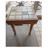 Tiled Top Square Accent Table With Turned Legs