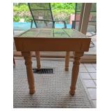 Tiled Top Square Accent Table With Turned Legs
