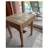 Tiled Top Square Accent Table With Turned Legs