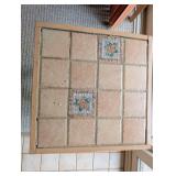 Tiled Top Square Accent Table With Turned Legs