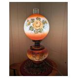 Hand Painted Floral Glass Oil Lamp