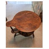 Antique Wooden Drop-Leaf Accent Table With Drawer & Lower Shelf