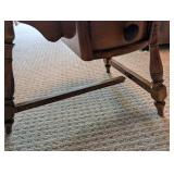 Antique Wooden Drop-Leaf Accent Table With Drawer & Lower Shelf