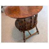 Antique Wooden Drop-Leaf Accent Table With Drawer & Lower Shelf