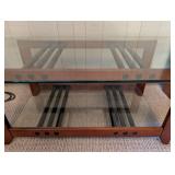 Glass Top Coffee Table With Wood Frame
