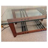 Glass Top Coffee Table With Wood Frame