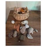 Woven Basket With Assorted Decorative Stones & Potpourri