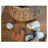 Woven Basket With Assorted Decorative Stones & Potpourri