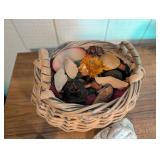Woven Basket With Assorted Decorative Stones & Potpourri