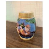 Hand-Painted Ceramic Beer Stein Mug With Figural Handle
