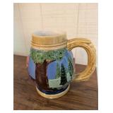 Hand-Painted Ceramic Beer Stein Mug With Figural Handle
