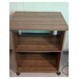 Rolling Wood Grain Shelf Unit