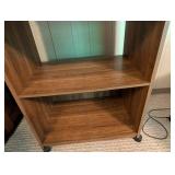 Rolling Wood Grain Shelf Unit