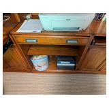 Wood Office Wall Unit With Desk, Shelves & Cabinets