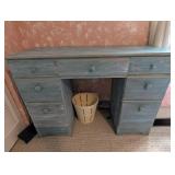 Painted Wood Desk With 7 Drawers