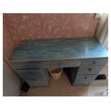 Painted Wood Desk With 7 Drawers