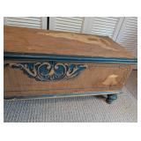 Vintage Carved Wood Storage Chest