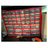 Red Hardware Organizer With Assorted Fasteners