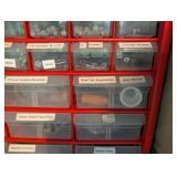 Red Hardware Organizer With Assorted Fasteners