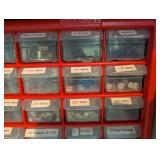Red Hardware Organizer With Assorted Fasteners