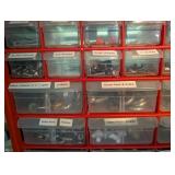 Red Hardware Organizer With Assorted Fasteners