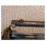 Antique Brass Hilt Saber With Scabbard