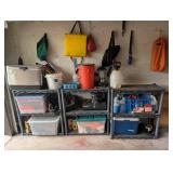 Assorted Camping & Outdoor Storage Shelves With Coolers, Bins & Gear