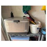 Assorted Camping & Outdoor Storage Shelves With Coolers, Bins & Gear