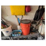 Assorted Camping & Outdoor Storage Shelves With Coolers, Bins & Gear