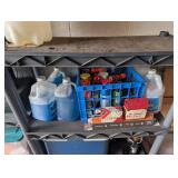 Assorted Camping & Outdoor Storage Shelves With Coolers, Bins & Gear