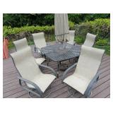 7-piece Outdoor Patio Dining Set With Umbrella