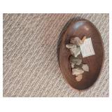 Fossil Cave Bear Tooth & Mixed Fossil Specimens in Wooden Tray