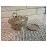 Antique Brass Oil Lamp Base With Chimney Cover