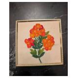 Framed Floral Embroidery Wall Art With Easel Back