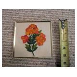 Framed Floral Embroidery Wall Art With Easel Back