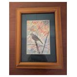 Signed Bird Print in Wood Frame