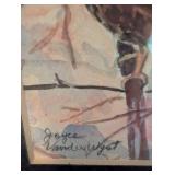 Signed Bird Print in Wood Frame