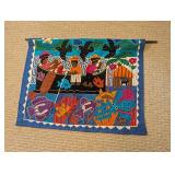 Handmade Quilted Wall Hanging Folk Art Fish Scene
