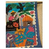 Handmade Quilted Wall Hanging Folk Art Fish Scene