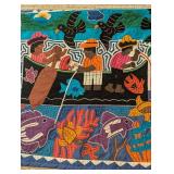 Handmade Quilted Wall Hanging Folk Art Fish Scene