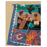 Handmade Quilted Wall Hanging Folk Art Fish Scene