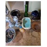 Mixed Lot of Delft Candlesticks, Japan Vase & Pottery Decor (Lot of 8)