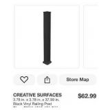 *Creative Surfaces Lot of 4- 3.78 in. x 3.78 in. x 37.99 in. Black Vinyl Railing Posts MSRP $252