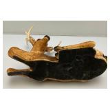 Vintage Deer Family Figurines Made In The USA 1= 10" x 11" 1=5 3/4" x 9 1/2" 1= 4 1/2" x 6 1/2" (Ear Repaired)