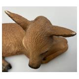 Vintage Deer Family Figurines Made In The USA 1= 10" x 11" 1=5 3/4" x 9 1/2" 1= 4 1/2" x 6 1/2" (Ear Repaired)