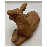 Vintage Deer Family Figurines Made In The USA 1= 10" x 11" 1=5 3/4" x 9 1/2" 1= 4 1/2" x 6 1/2" (Ear Repaired)