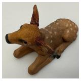 Vintage Deer Family Figurines Made In The USA 1= 10" x 11" 1=5 3/4" x 9 1/2" 1= 4 1/2" x 6 1/2" (Ear Repaired)
