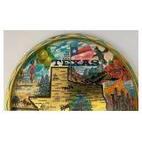 Vintage Tin TEXAS "The Lone Star State" Souvenir Tray Or Wall plaque & 6 Coasters In original Packaging