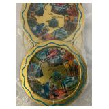 Vintage Tin TEXAS "The Lone Star State" Souvenir Tray Or Wall plaque & 6 Coasters In original Packaging