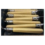 Vintage Epns Engraved Fish Flatware Set Of 6 With Fuax Bone handles (Cracks Present In Handles) In Original Case